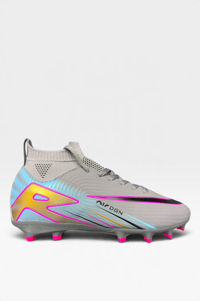 Liger Men's football socks with cleats - grey-fuchsia