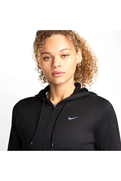 Nike Therma-fit One Kadın Siyah Kapüşonlu Tam Fermuarlı Sweatshirt Ceket Hırka - W NK ONE TF FZ HOODIE LBR | FB5216-010