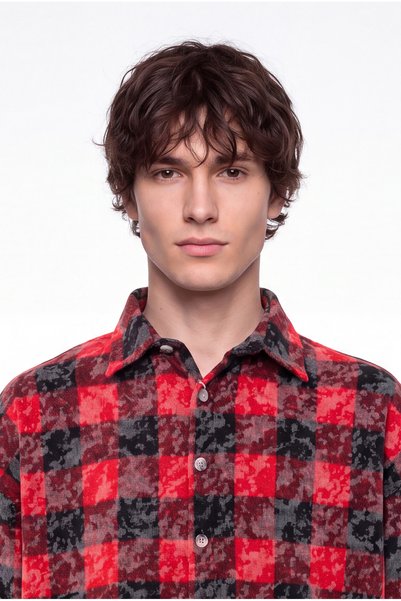 Machinist Men's Plaid Long Sleeve Oversize Shirt Red