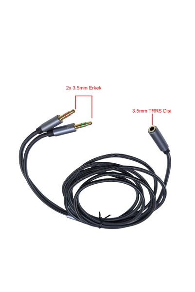 KEEPRO Headphone - Microphone Splitter Splitter Cable 3.5mm Trrs Female to 2X 3.5mm Male 2m