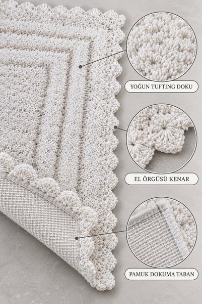 ALANUR Bodrum Tufting Cotton Handmade Knitted 2-Piece Mat 110