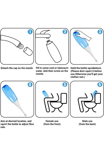 StarDotHash 450ml Hygienic Portable Travel Shattaf to Use for Easy Cleaning| Portable Bidet Sprayer of Detachable Nozzle & Head for Toilet Travel, Childbirth Cleaner (Blue Bidet)