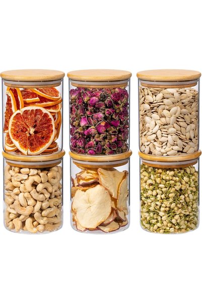 Generic Pack of 3 - Clear Round Glass Food Storage Container with Sealing Woo...