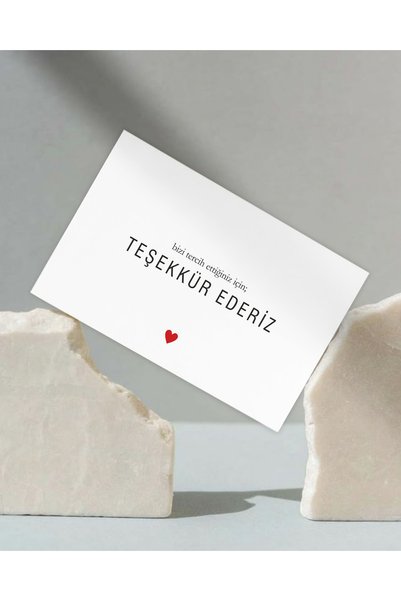 PAMEPAW Teşekkür Kartı 50 Adet Tek Yön 10x7,5 Cm Lüks Mat Kuşe