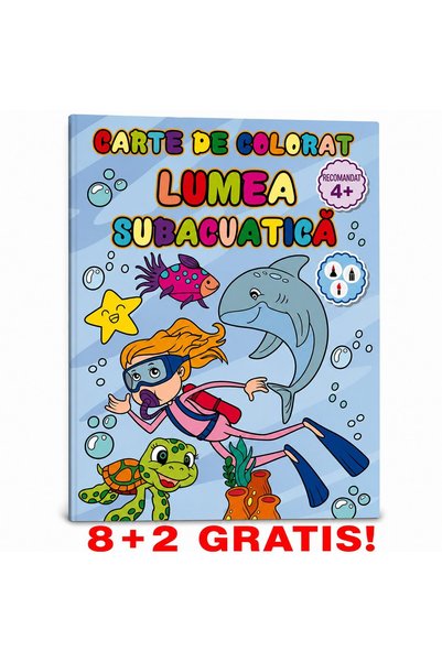 Libra 8+2 GRATIS! Carte de colorat Lumea Subacvatica, A4 24 pagini