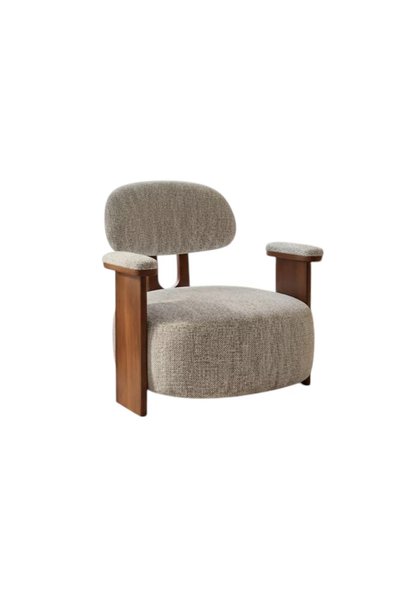 Generic Elegant Single Chair – Gray with Brown Wood – 63X73X76 cm