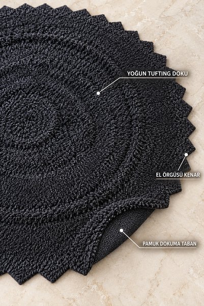 ALANUR Bodrum Tufting Cotton Handmade Knitted 90 X 90 cm Rug 110