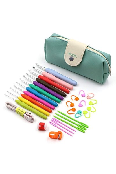 Generic Brand Kit complet INF pentru croșetat (30 de piese) cu croșete, markere
