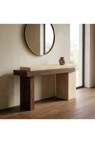 Generic Modern Design Wooden Hallway Console Table - Brown and Beige - 140X40...