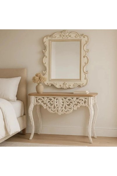 Vi Markets A classic luxury design console and mirror set that combines soft ...