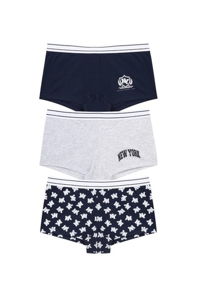 LILIA UNDERWEAR KADIN ÇAMAŞIR - Pamuklu Renkli Beli Geniş Lastikli BOXER 3 Lü...