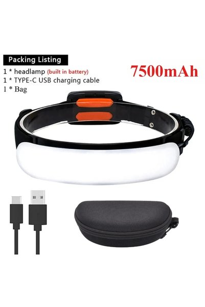 Choice مصباح أمامي LED قابل لإعادة الشحن عبر منفذ Type-C بسعة 7500 مللي أمبير...
