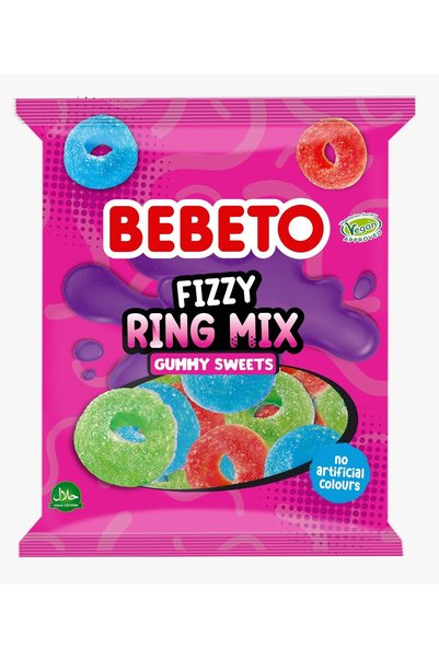 BEBETO Fizzy Rings Mix Bomboane Gumate Acrișoare 150g