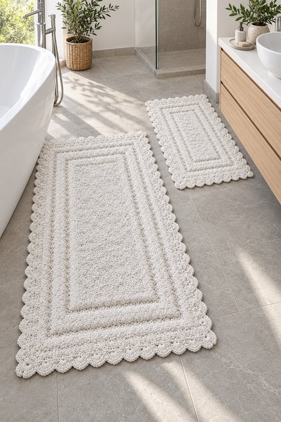 ALANUR Bodrum Tufting Cotton Handmade Knitted 2-Piece Mat 110