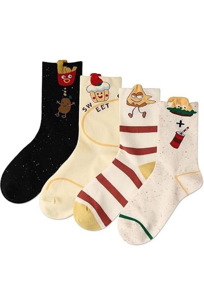 GENERAL Funny Crew Socks for Women Girls, 4 Pack Cute Animal Bear Socks for G...