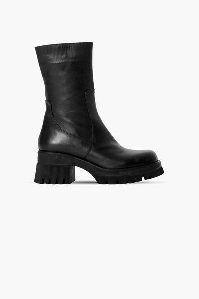 MY DERİ Thorn Women's Genuine Leather Long Heeled Boots with Elastic Sides B4792