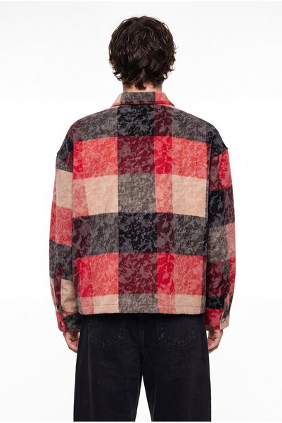 Machinist Men's Plaid Long Sleeve Oversize Shirt Claret Red