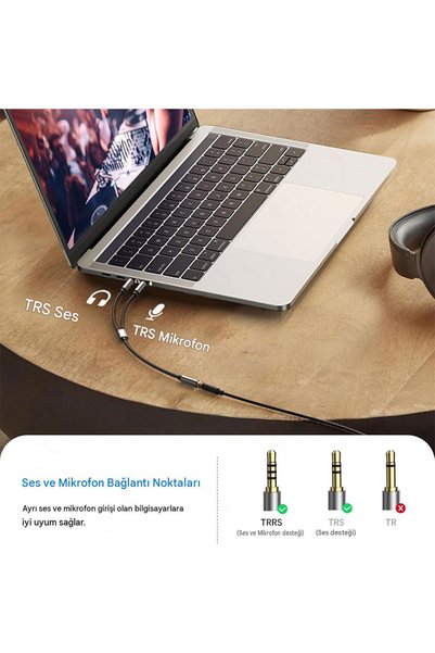 KEEPRO Headphone - Microphone Splitter Splitter Cable 3.5mm Trrs Female to 2X 3.5mm Male 2m