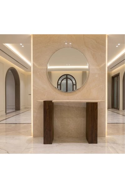 Generic مدخل خشب بتصميم عصري مودرن ــ بيج وبني ــ 120x40x80 سم