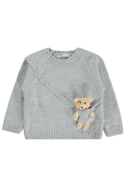 Civil Girls Sweater with Rabbit Accessories for 2-5 Years Old - Gray