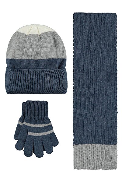 Civil Boys 6-9 Years Old Scarf, Beanie and Glove Set - Blue