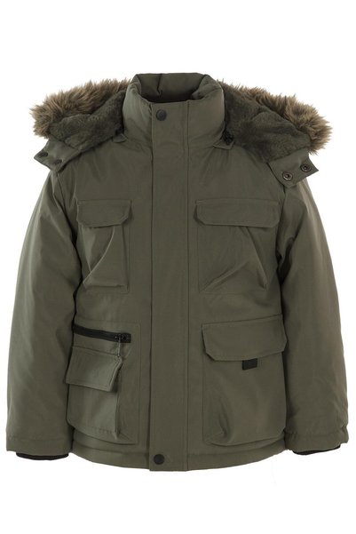 Civil Boys 6-9 Years Old Coat with Fur Hood - Khaki