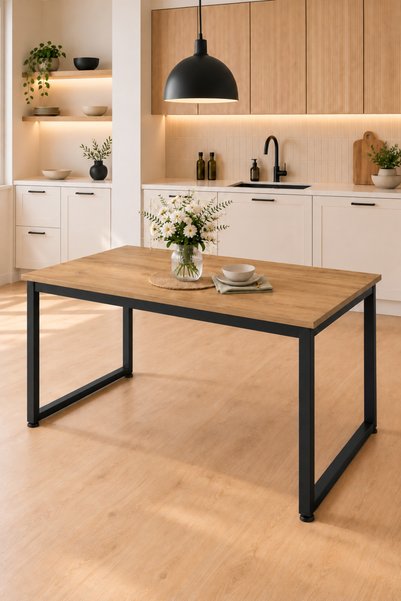 Flinder 70x120 Mutfak Masası, Yemek, Metal Ayaklı, Ayarlanabilir Ayaklı, 70x1...
