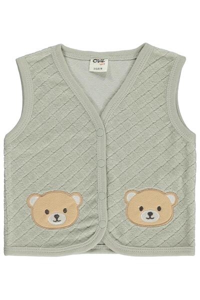 Civil Baby Teddy Bear Embroidered 3-18 Months Vest - Khaki