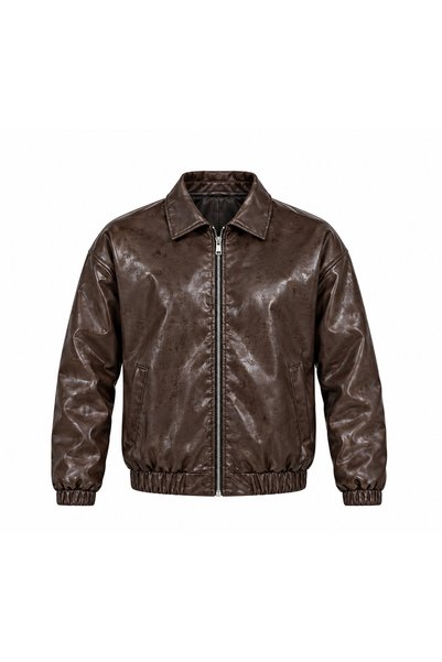 MOT&MONT Men's Pu Leather Premium Bomber Coat Quilted Lined Leather Jacket Wa...