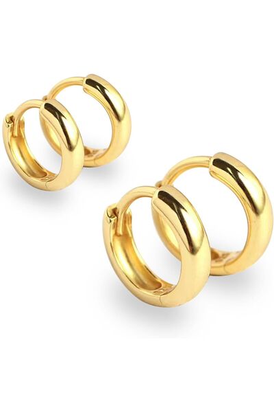 GENERAL Hoop Earrings for women,Round Earrings 18K Gold Plated Lightweight Go...