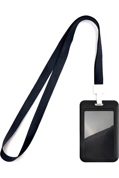 Choice Black ID Badge Holder with Lanyard Black Lanyards with Clear Window ID...