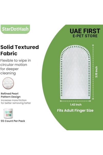 StarDotHash Pet Dental Wipes for Dog & Cat Teeth Cleaning | Effective Disposable Dog Dental Wipes for Removing Plaque Tartar & Bad Breath Gently - Gum & Ear Care Finger Wipes