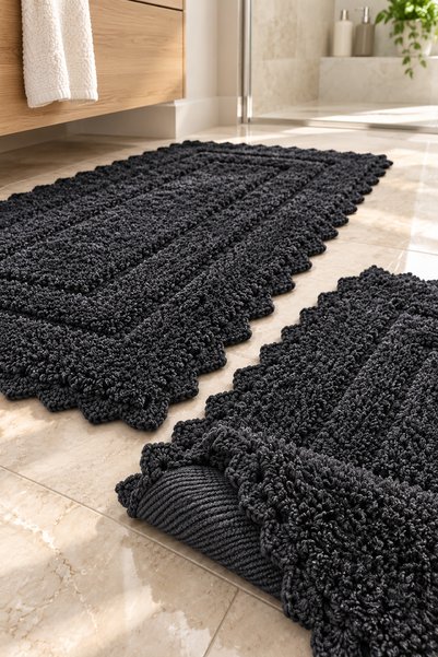 ALANUR Bodrum Tufting Cotton Handmade Knitted 2-Piece Mat 110