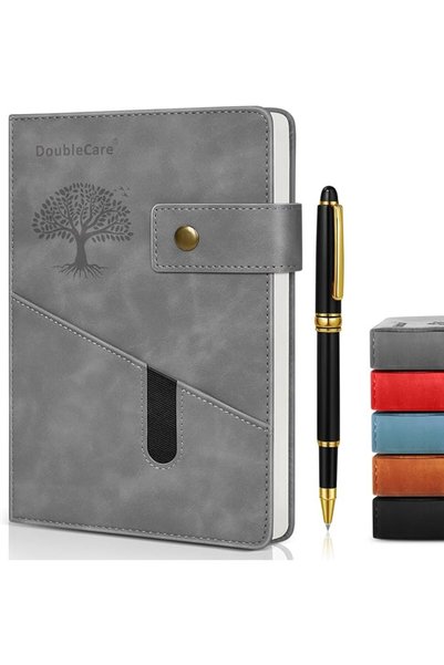 DoubleCare Lined Journal Notebook, A5 Leather Hardcover Thick College Ruled T...