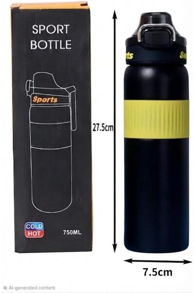 Generic Leak proof Stainless Steel Water Bottle with Straw, Lid & Handle,750ML (Yellow)