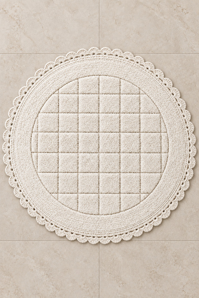 ALANUR Bodrum Tufting Cotton Handcrafted Knitted 90 X 90 cm Rug 109