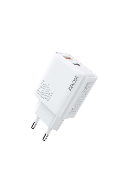 OEM Αντάπτορας φόρτισης με 2 θύρες Type-C και USB 20W Wekome WP-U60 σε λευκό ...