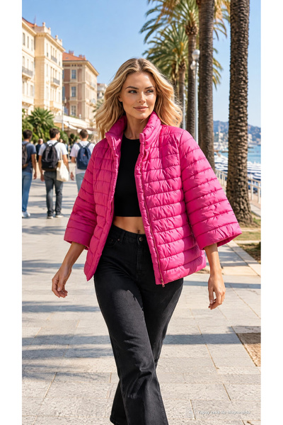 LİLA MARE TEKSTİL FUŞYA PEMBE KAPİTONE TASARIM MONT
