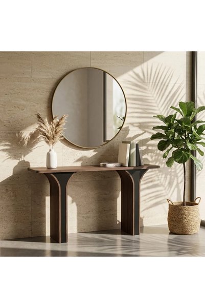 Generic Wooden Console Table with Modern Design - Brown Coffee and Black - 16...