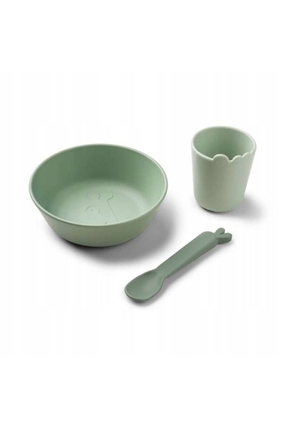 Done by Deer Set de cină verde Kiddish, 3 piese.