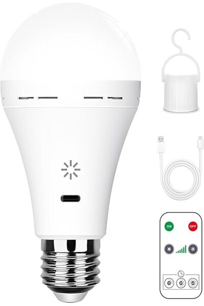 GENERAL مصباح LED قابل لإعادة الشحن عبر USB-C مع جهاز تحكم عن بعد، مصابيح تعم...
