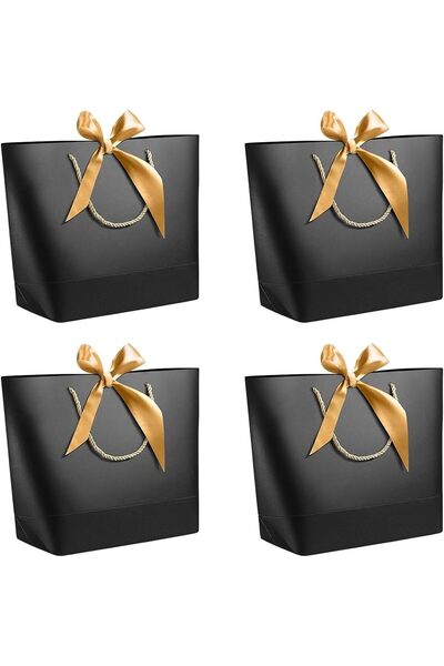 Generic أكياس هدايا، 4 قطع من أكياس الهدايا الصغيرة مع مقابض وشريط فيونكة، أك...