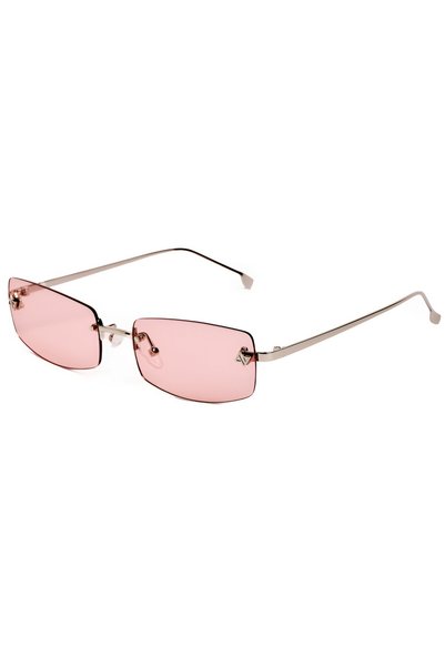 AV SUNGLASSES ANGEL Μεταλλικά Ορθογώνια Γυαλιά Ηλίου με Ροζ Φακούς και Προστα...