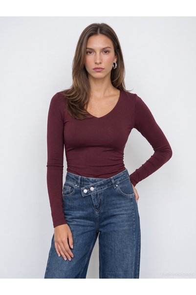 Dilvin 33215 Sıcak Tutan V Yaka Bra-Free Top