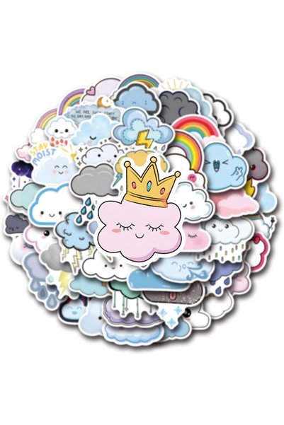 Generic 55Pcs Cloud Rainbow Stickers for Water Bottles Birthday Party Decorat...