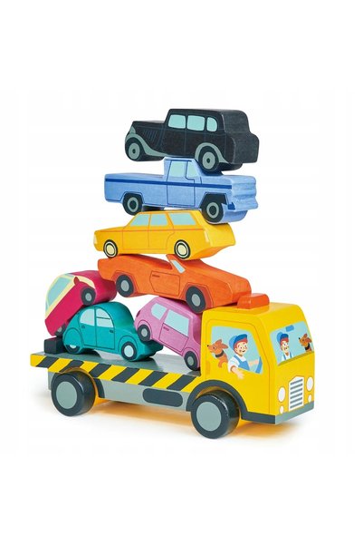 Tender Leaf Toys Camion de lemn cu mașini