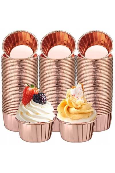 NO BRAND Căptușeli de hârtie pentru brioșe Rose Gold BABECHEK Rose Gold 50 bu...