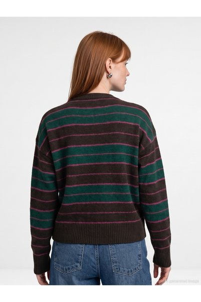 Dilvin 10893 Wool Blend Striped Sweater