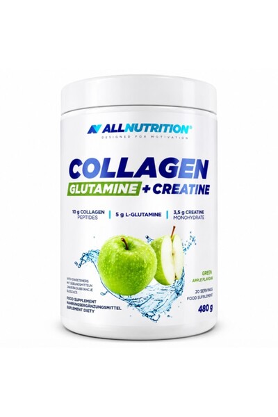 SFD AllNutrition Colagen Glutamină + Creatină, Măr Verde, 480 g