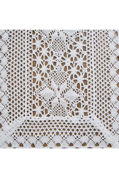 Eurofirany Traversă croșetată MEGGY 32x180cm albă, cu model ajurat, față de m...
